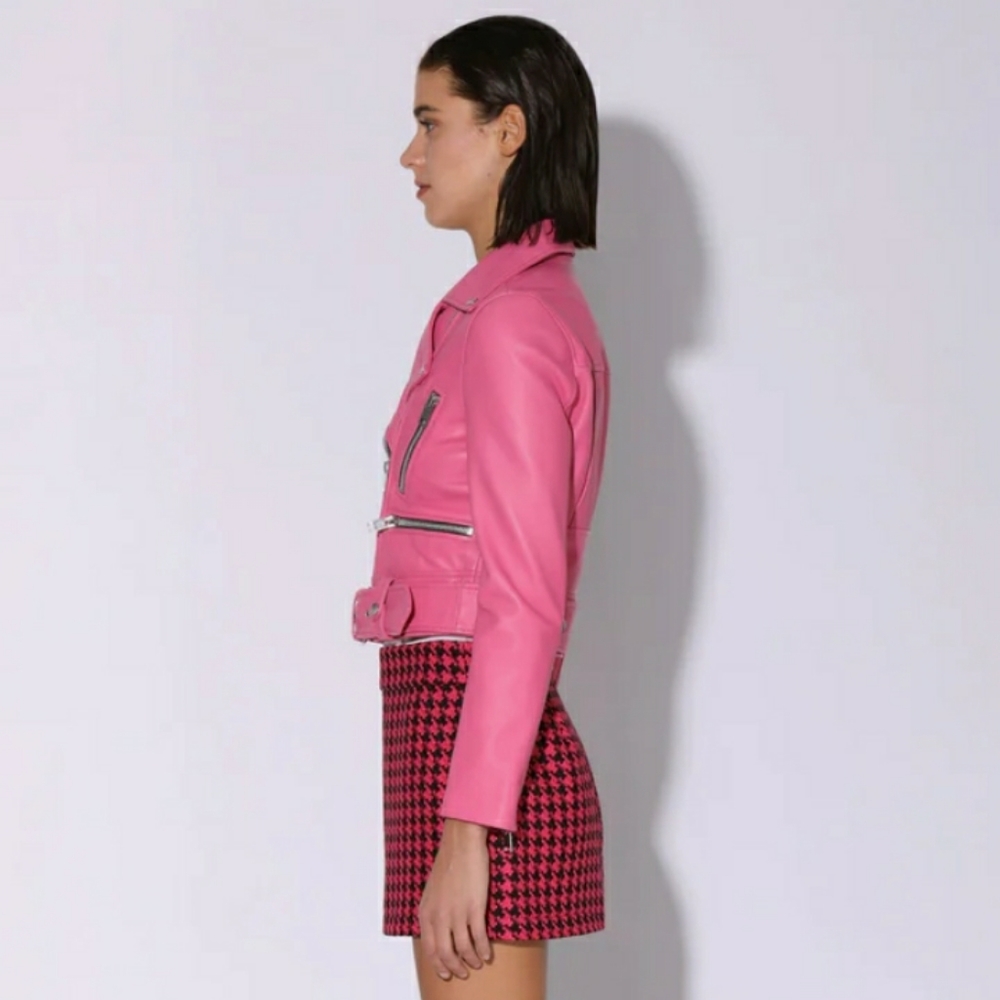 WT ⚘WALTER BAKER NICOLE 100% LEATHER JACKET (CANDY 💖) SZ. SMALL( DAMAGED) - Picture 3 of 14